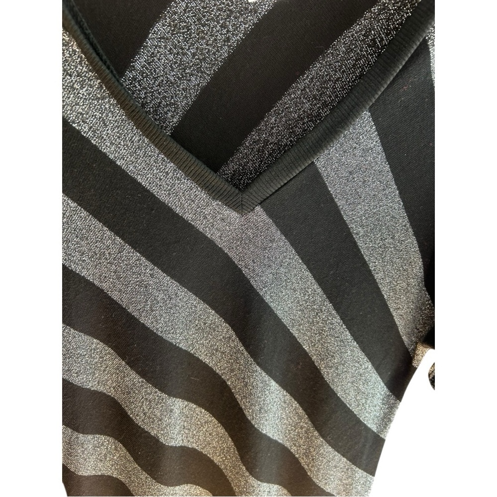 Body Central striped black/silver metallic top Sz S - Picture 5 of 6